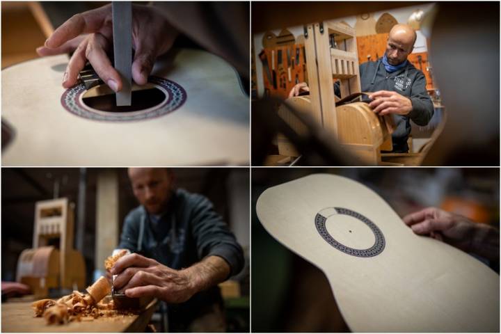 Detalles de la fabricación de las guitarras. Todo artesanal.