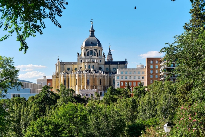 Cathedral de Almudena de Madrid view. Spain
