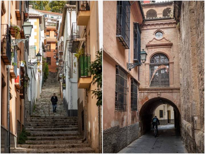 La cuesta de los Vergeles y el pasaje de Santo Domingo.