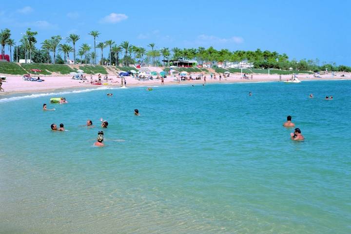 Aguas claras, palmeras y arena clara, ¿alguien da más en Fora del Forat? Foto: Turismo de Castellón