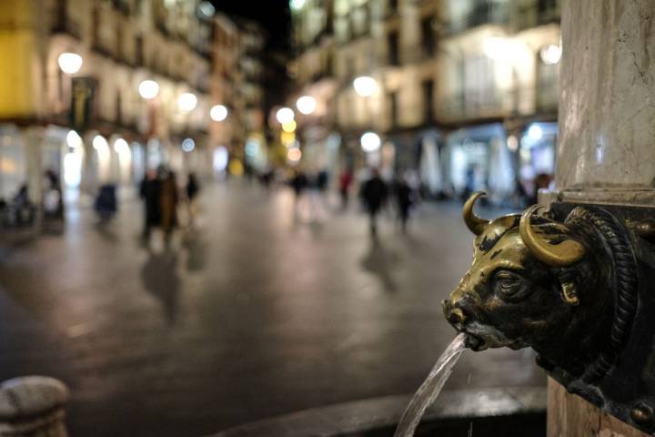 Detalle de la fuente de la Plaza del Torico en Teruel