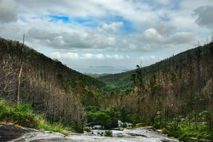 Paisaje de Arousa desde las pozas más altas