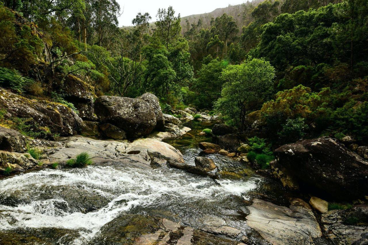 Pozas en las piscinas naturales del río das Predas