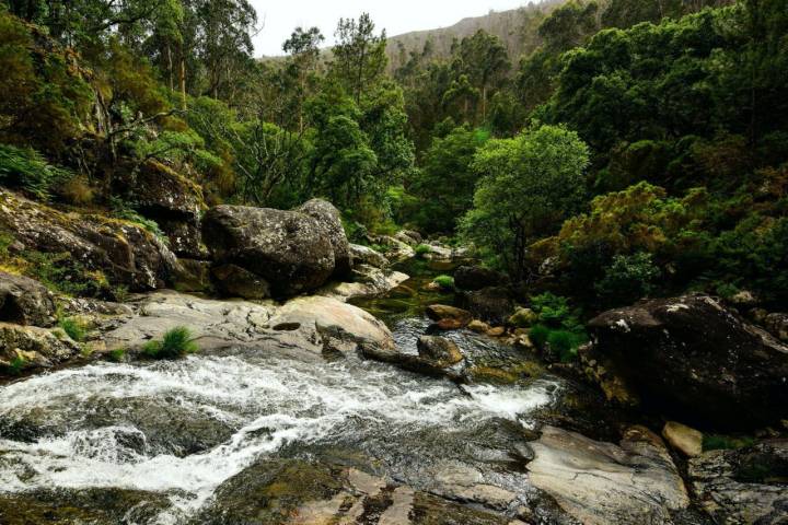 Pozas en las piscinas naturales del río das Predas