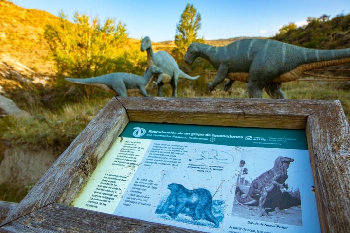 Pueblos abandonados e icnitas ribera Cidacos panel