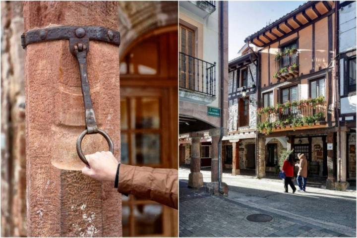 La famosa argolla de la plaza de la Verdura y los balcones adornados con flores.