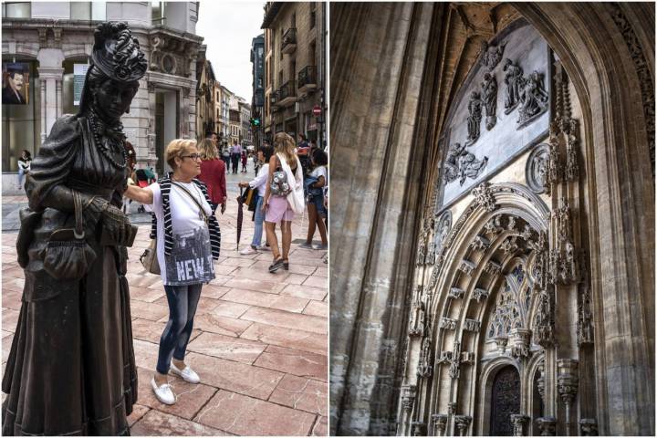 La Regenta de Clarín frente al Pórtico de la Catedral.