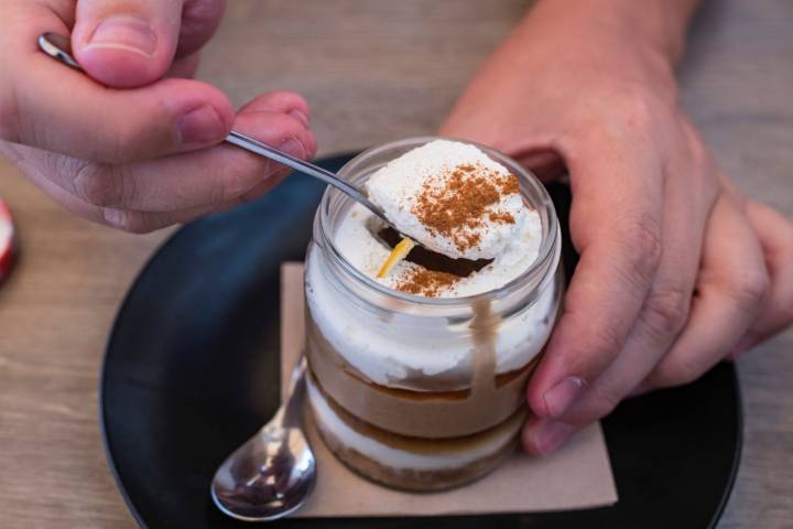 Versión del barraquito en postre en un restaurante de Vilaflor de Chasna (Tenerife)