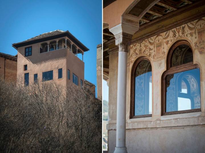 El 'belvedere' o mirador del Peinador de la Reina y la torre que lo aloja